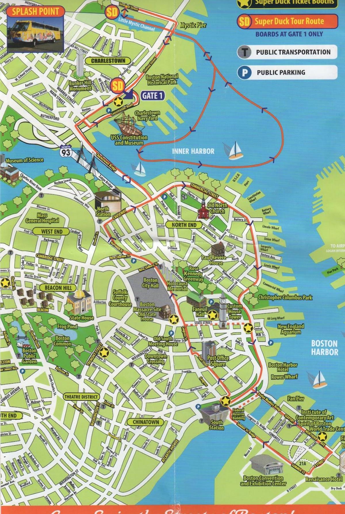 zemljevid Boston turistični
