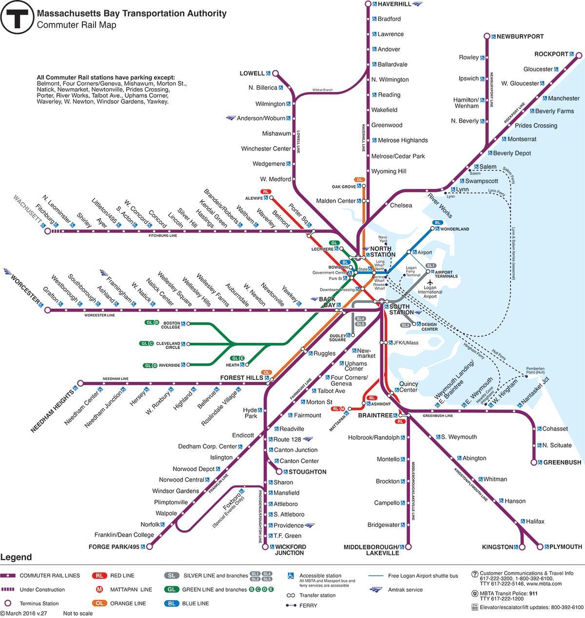 Boston železniške postaje zemljevid