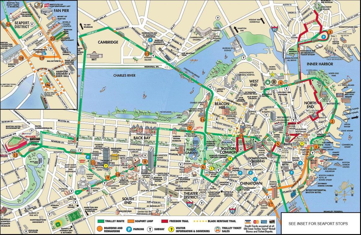 Boston voziček ture zemljevid