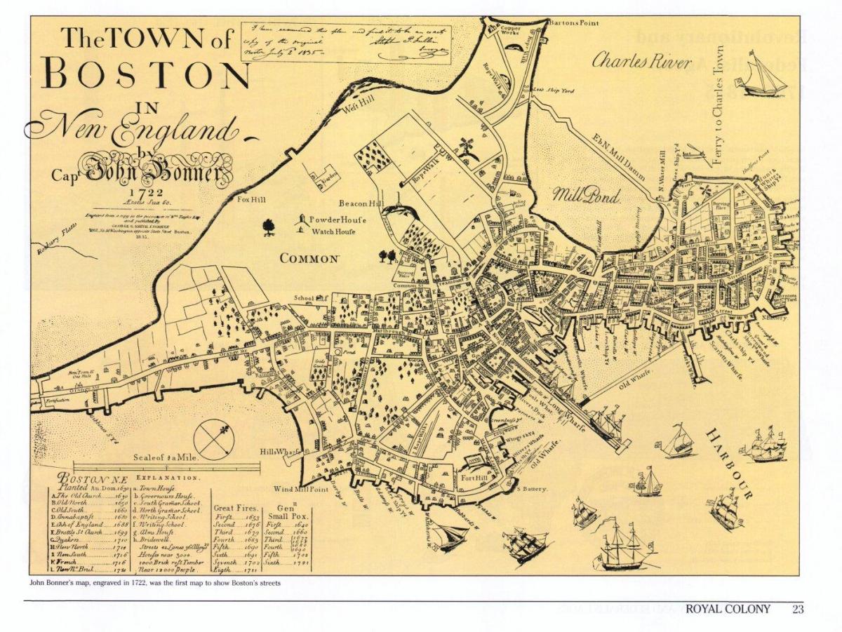stari zemljevid Boston