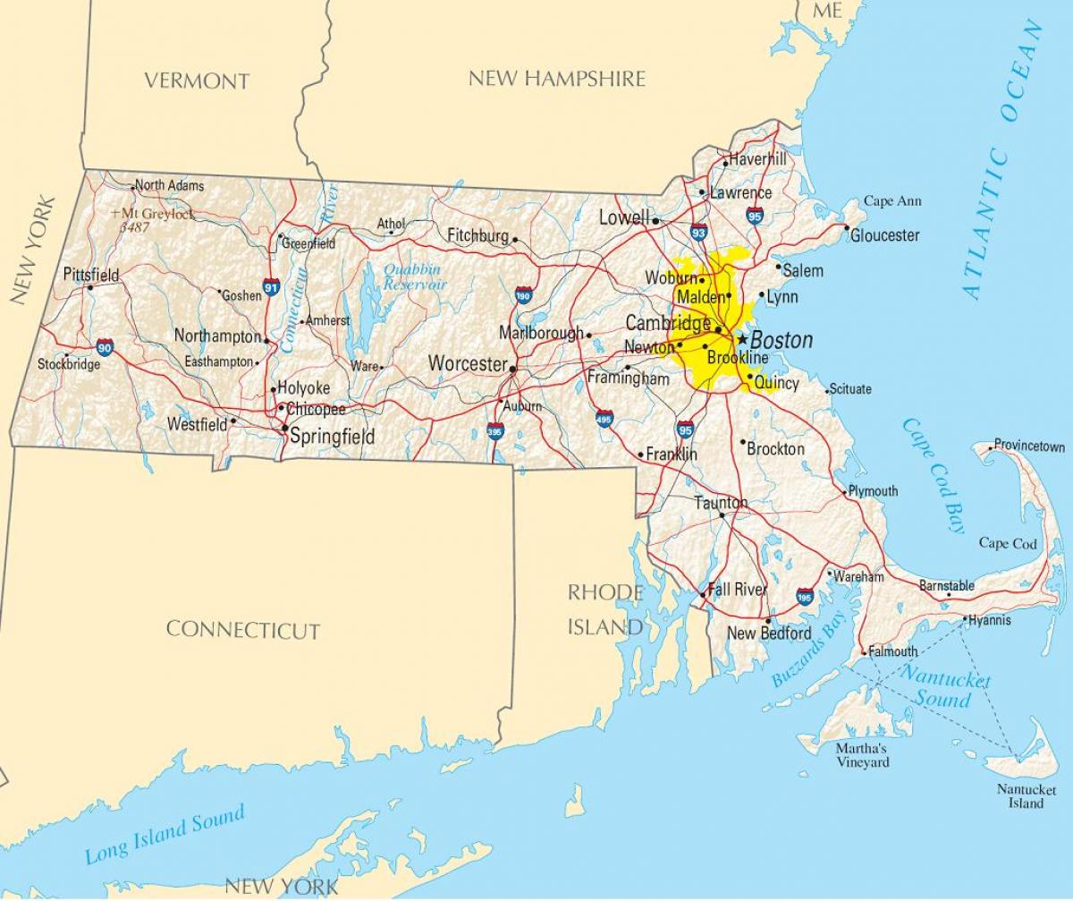 zemljevid Boston, zda