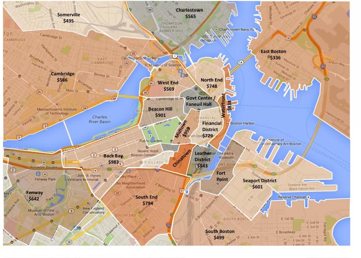 mesto Boston coniranje zemljevid