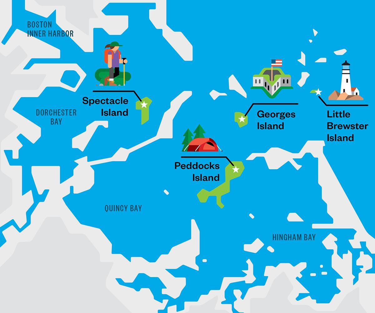 zemljevid Boston harbor otoki