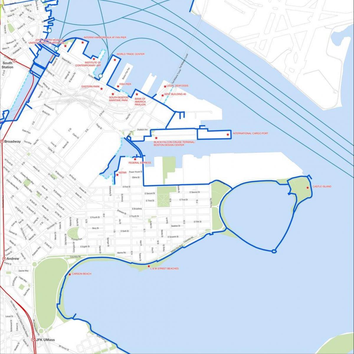 harborwalk Boston zemljevid