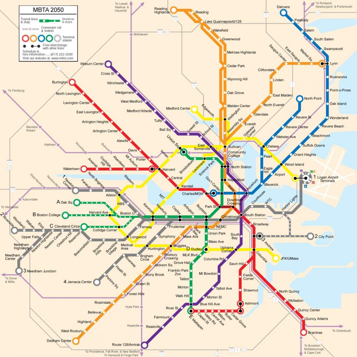 Boston public transport zemljevid