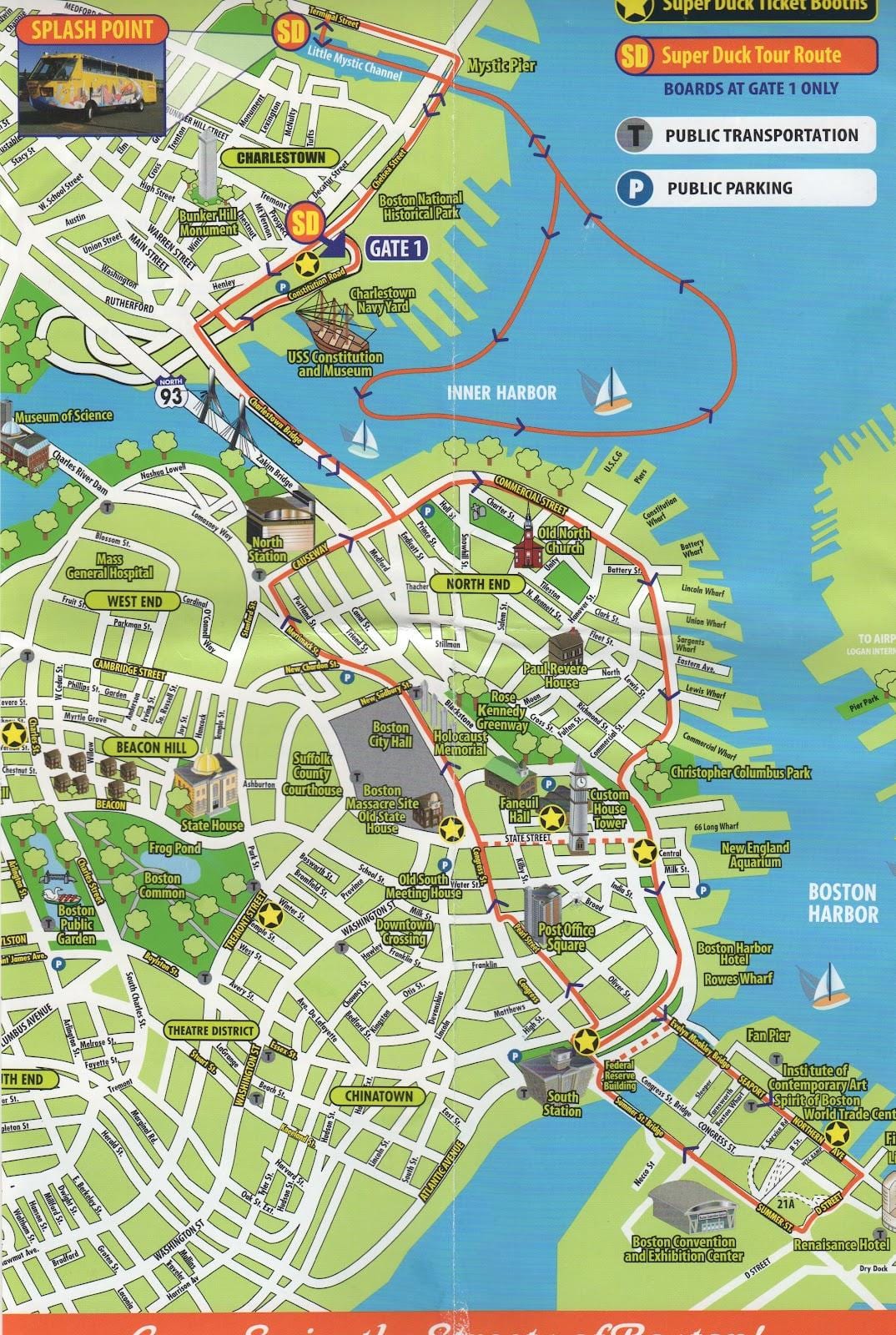 zemljevid Boston turistični