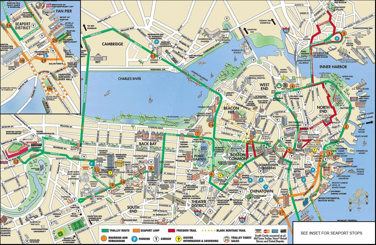 Boston voziček ture zemljevid