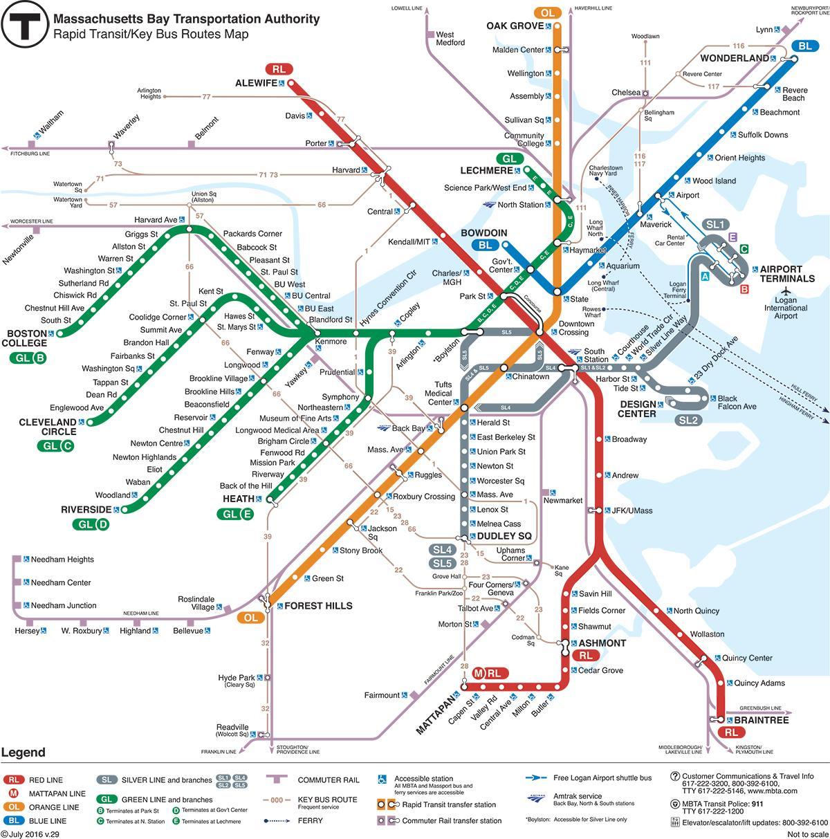 zemljevid Boston podzemne železnice