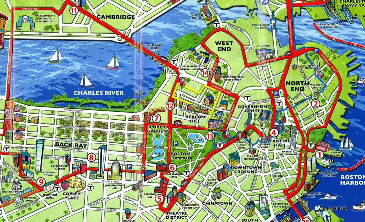 zemljevid Boston zanimivosti