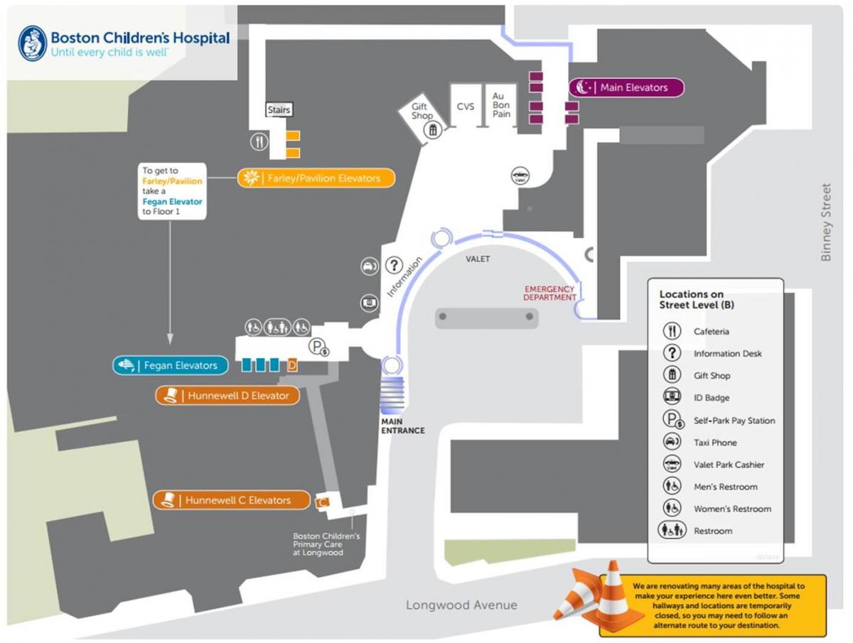 Otroški Bolnišnici v Bostonu zemljevid