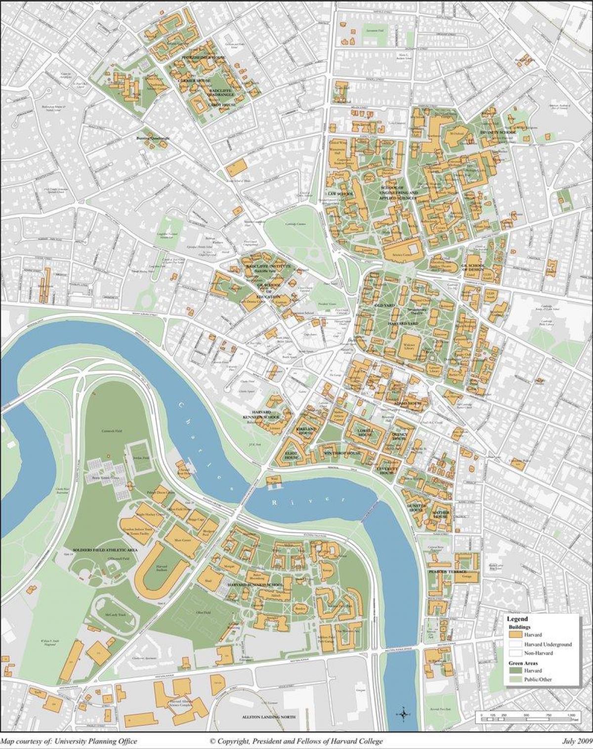 Harvard university campus zemljevid