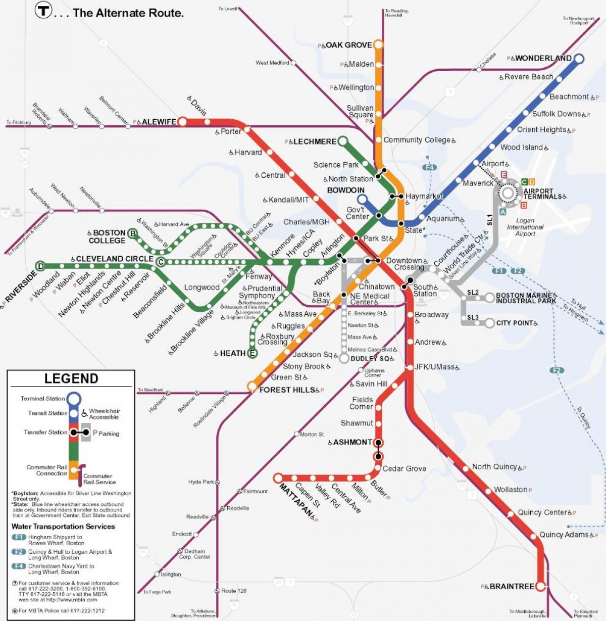 oranžna črta pa Boston zemljevid