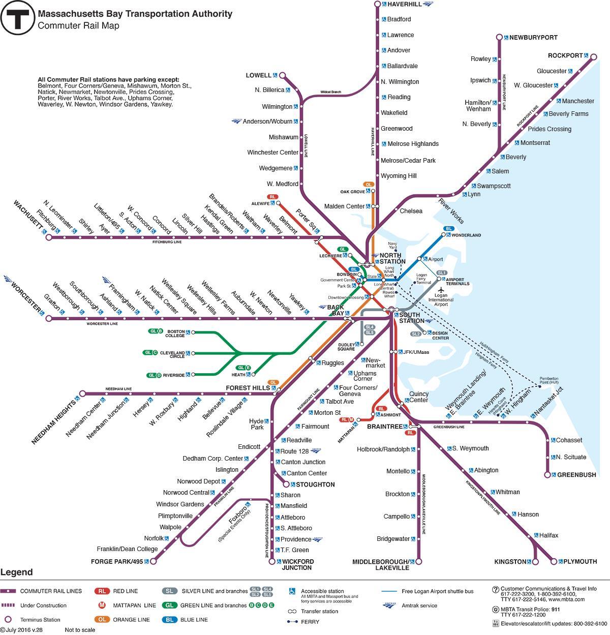 primestne železnice zemljevid Boston