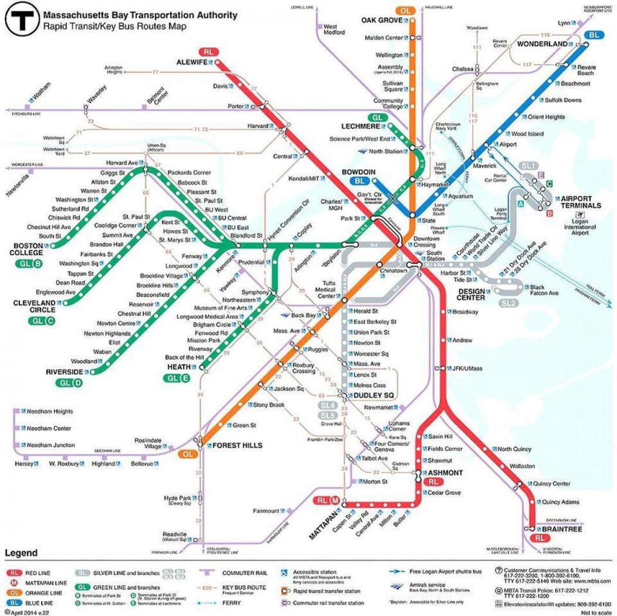 MBTA Boston zemljevid