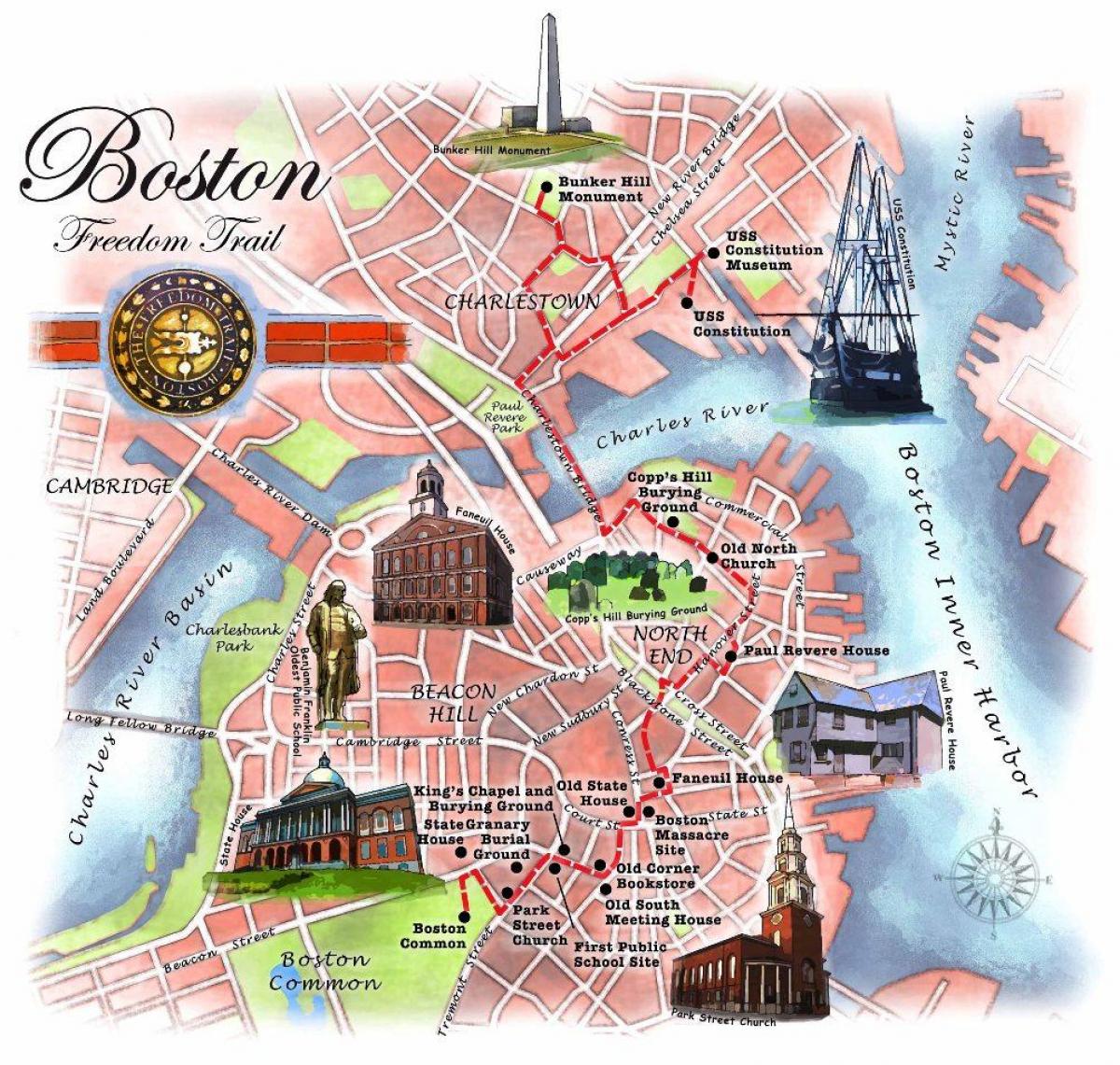 zemljevid Boston pot v svobodo