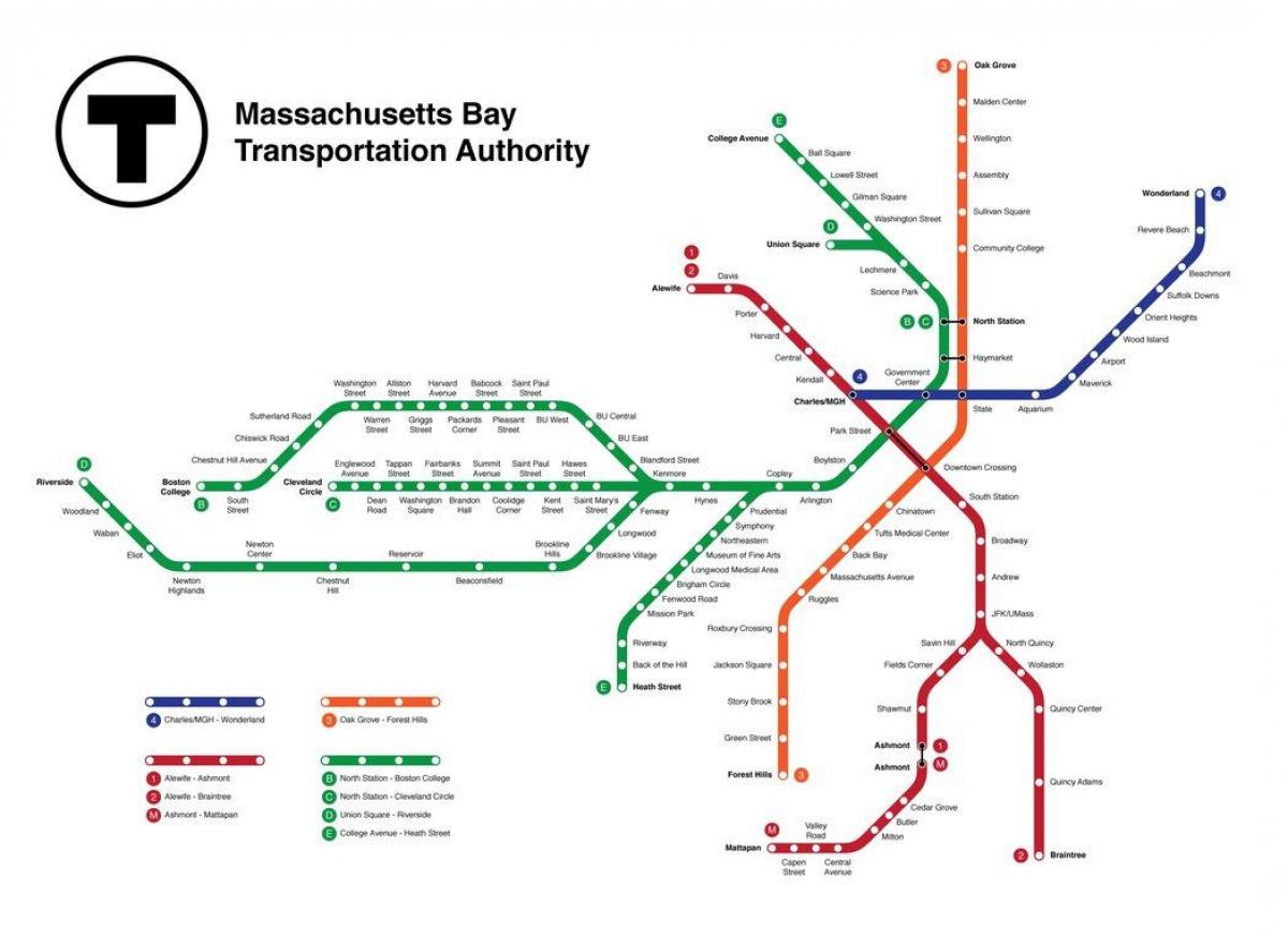 podzemni Boston zemljevid