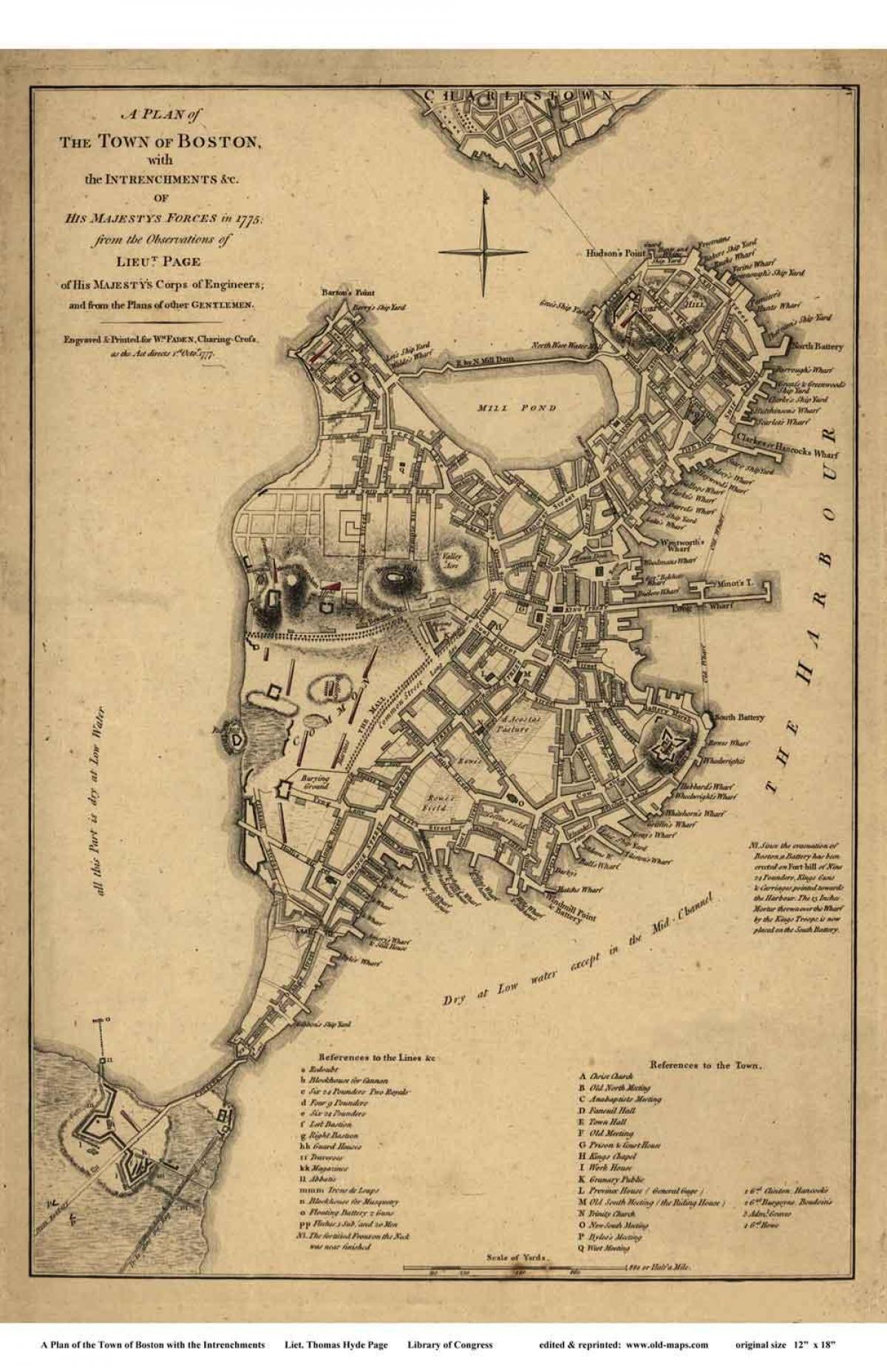 zemljevid zgodovinsko Boston