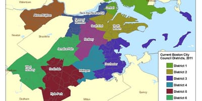 Zemljevid Boston okolišev