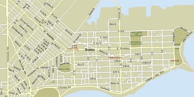 Zemljevid južne Boston