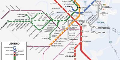 Oranžna črta pa Boston zemljevid