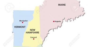 Zemljevid združenih državah New England